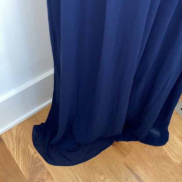 NWT Lulus Wired V Neck Long Chiffon Gown in Navy - Picture 8 of 11